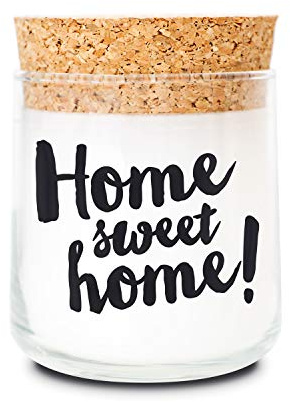 FEEL GOOD CANDLE - Scented candle in glass - candle with motif as a gift for women and for decoration (home sweet home, vanilla)