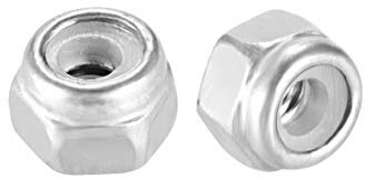 sourcing map Hex Lock Nuts - M2 x 0.4mm Stainless Steel Nylon Insert Self-Locking Nuts for Fasteners, 20Pcs Silver Tone