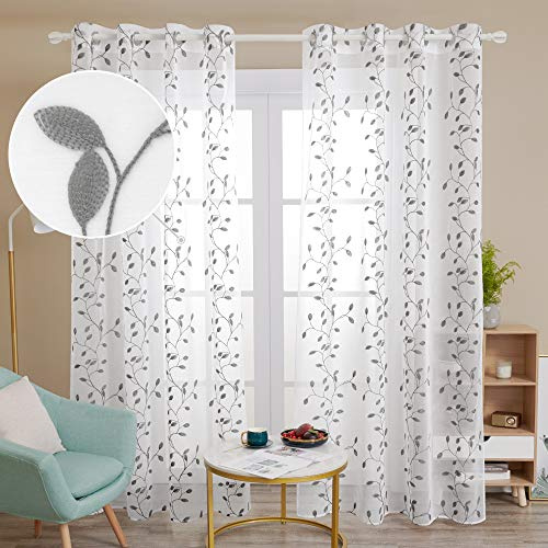 Deconovo Tende Camera da Letto Moderne 2 Pezzi Cameretta Bambini Trasparenti in Voile Finestra Soggiorno con Occhielli per Casa Interni 140x280 CM Grigio