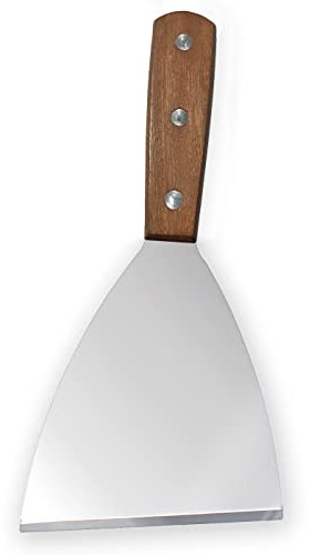 Stainless Steel Spatula Slant Grill Griddle Scraper Diner Flat Straight Blade Wood handle (L)