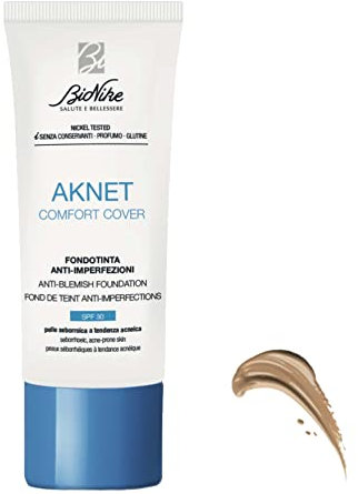 BioNike Aknet Comfort Cover Foundation Nr. 103 Beige, gegen Hautunreinheiten, verleiht ein leichtes, natürliches und angenehmes Ergebnis auf der Haut, 30 ml