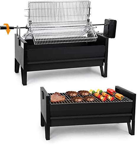 Onlyfire GS304 Kit de rôtissoire 2 en 1 avec 3 paniers rotatifs en acier inoxydable et grille de 61 cm, machine à rôtir automatique pour barbecue extérieur patio jardin