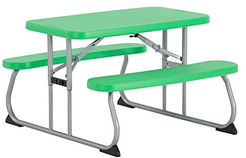 LIFETIME Campingtisch & Picknicktisch für Kinder | 83x90x53 cm Grün | Kunststoff Tisch inklusive Bank für den Outdoorbereich
