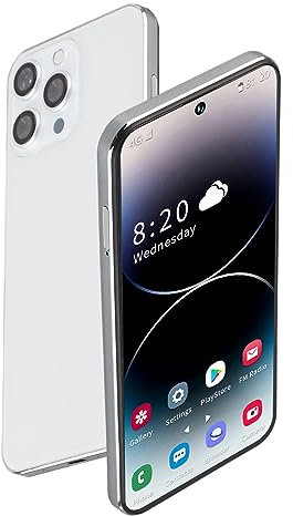 Bewinner 4G Smartphone ohne Vertrag Ggünstig, I14 Pro Max Cell Phone Android 12 4GB RAM 128GB ROM, 6.7 Inch Phone with 4000mAh Battery, 8MP+16MP Kameras Support C Port Fast Charging(Weiß)