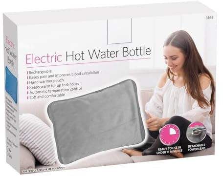 Rechargeable Electric Hot Water Bottle Bed Hand Body Warmer Heat Pad Cozy Fast Heating Auto-Shut Off Function Over-Heat Protection & No Refill Heat Pad 25cm x 17cm Grey
