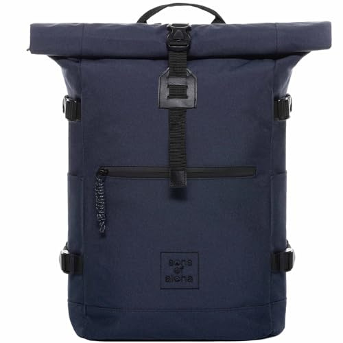 SONS OF ALOHA Rucksack KANE Roll-Top Kurierrucksack XL groß - PET recycelt, wasserabweisend - Wander-Rucksack Laptop-Fach 15 Zoll blau