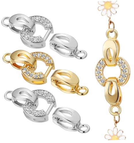 NUOBESTY Chiusure Per Gioielli 4 Pezzi Fermagli Per Collane E Bracciali in Metallo 0.98X0.39X0.35In Connettore Con Chiusura Per Creazione Gioielli Fai Da Te Uso Multifunzionale