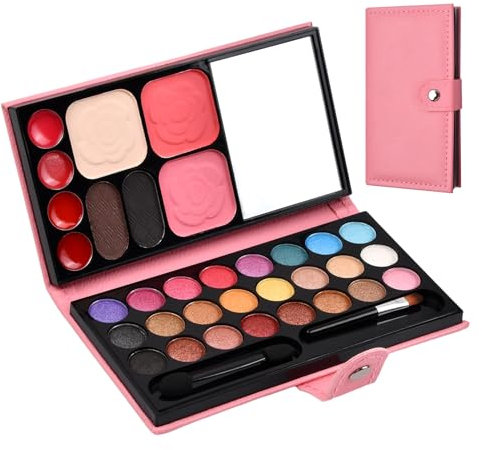 Schmink Paletten Set,Schminkset Frauen Tragbare,Make-Up Paletten Schminkset Mädchen,Schmink Set,Schminksachen Make Up Set (Rosa)
