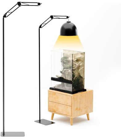 FKLiLEBU Extra Tall Reptile Heat Lamp Stand, Adjustable Height and Width Floor Light Bracket for Tortoise, Animals, Glass Tank Terrarium, Vivarium Cages, 72 Inch Durable Basking Lamp Holder