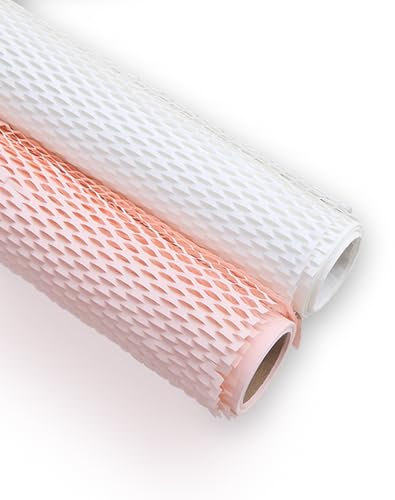 Honeycomb Packing Paper, 19.x290'Eco Friendly Packing flower Paper for Moving Recyclable, Newspaper Wrapping Paper Moving Supplies Bubble Paper Wrapping Protective Roll,Cream and White(2 Pack)