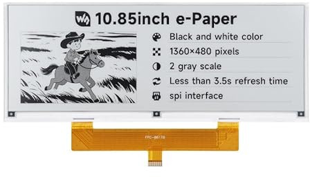 TUOPUONE 10,9 Zoll E-Paper-Display E-Ink Display 1360 × 480 Schwarz/Weiß SPI Interface Raw Display ohne Treiberplatine