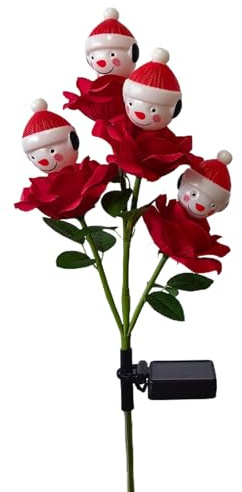 Luci di Natale a energia solare | Paletti da giardino di rose | Luci natalizie per esterni ad energia solare – per giardino, patio, prato, vialetto, feste, aiuole e parco