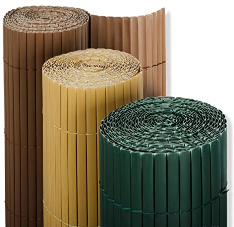 Floordirekt - Valla de PVC para jardín, balcón y terraza, protección visual para exteriores, varios colores y tamaños (120 x 300 cm, marrón)