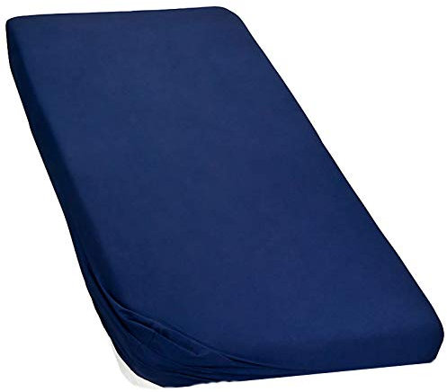 Moon-Luxury Topper Spannbettlaken Jersey Stretch Spannbetttuch Boxspringbett 97% Mako-Baumwolle 3% Elastan 230g/m²-dunkelblau-120x200-120x220