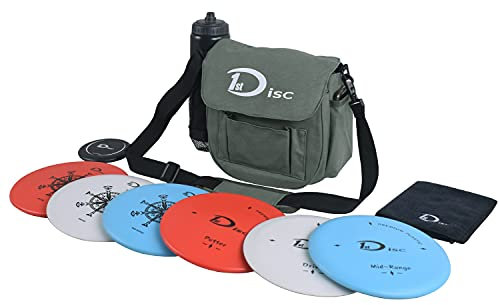 Discgolf, startset – 2 st putter, 2 st mellanklass, 2 st drivrutiner, 1 miniskiva, 1 handduk med väska