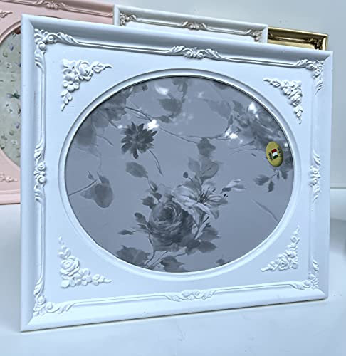 Artissimo Marco de fotos ovalado, color blanco, 19 x 17 cm, marco barroco, decoración de mesa, marco de fotos C72