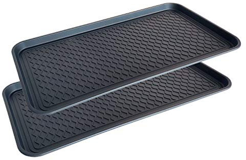 2 Stück XL Schuhabtropfschale groß Schuhtablett - Schuhablage 76x38x3cm mit erhöhtem Rand - Abtropfschale schwarz für Schuhe