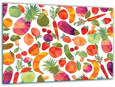 TMK, Tabla de cortar de cristal, 30 x 22 cm, con diseño de verduras