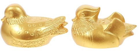 Mandarin Ducks, Mandarin Statue Feng Shui Chinese Yuan Yang Love Birds Statue Figurine Golden Ducks Figures Art Sculpture for Paper Weight Decorative Wedding Souvenirs