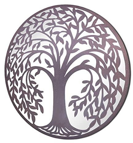 MirrorOutlet Gartenspiegel, Metall, rustikal, rund, 99 x 99 cm, silberfarben