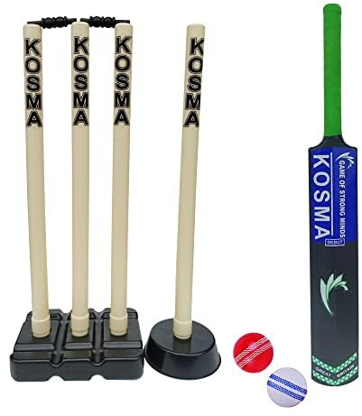 Kosma Set di Cricket Gioventù Unisex, Avorio, Nero, Junior