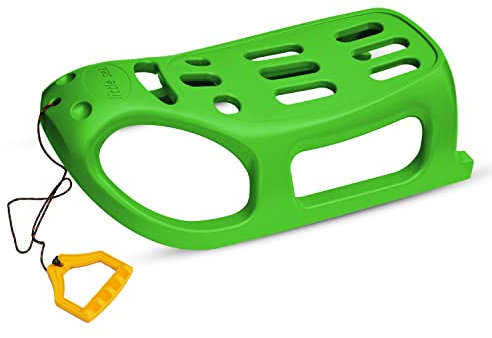 Prime Garden® FOCA Kinderschlitten Schlitten Kunststoffschlitten für Kinder mit Zugseil Metallkufen (Grün)