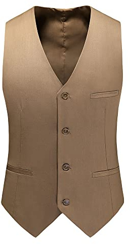 YAOTT Uomo Tinta unita Taglia Grande Business Panciotto Gilet da abito Western Gilet Formale con scollo a V Eleganti Top senza maniche Gilet Giacca per feste di nozze d'affari Khaki XXL