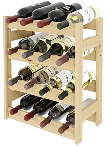 Lenmar Serie RW Weinregal aus Holz für Flaschen, Anthrazit, Braun, Natur, RW-1, 3-11 liegen, für 12-91 Flaschen, Wein, Flaschenregal (Natur, RW-1-16, 54 x 43 x 25, 4 liegen, für 16 Flaschen)