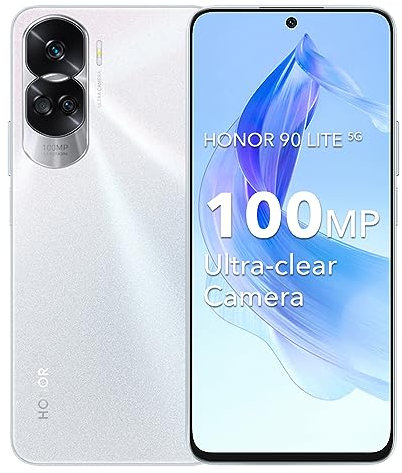 HONOR 90 Lite Smartphone 5G 8GB 256GB, 100MP Appareil Photo Principal, 6.7 LTPS LCD, 4500mAh Batterie, Android 13, Dual Sim, NFC, Argent