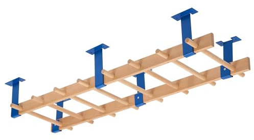Sport-Thieme Hangelsprossenwand Roof | Buche | 8 Sprossen | Max. 120 kg Belastbarkeit | Vielseitig einsetzbar | 200x70x31 cm | Natur-Holz