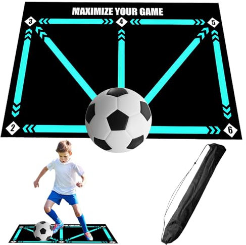 LUKIUP Tapis d'entraînement de pas de Football, Sac de Rangement, 60 x 90 cm Absorption des Chocs Antidérapante D'EntraîNement Coussin, Cadeau Pour Les Amateurs De Football
