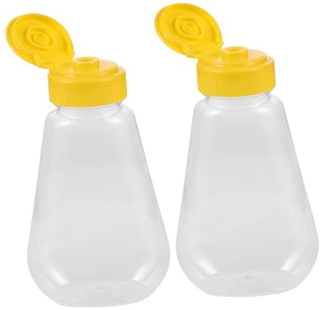Toddmomy Botellas De Miel De Plástico Vacías Exprimibles 2 Piezas Dispensador De Miel Antigoteo Recargable Contenedor Para Salsa Mostaza Y Aderezo Para Cocina Y Mesa 5.11X2.75X1.37In