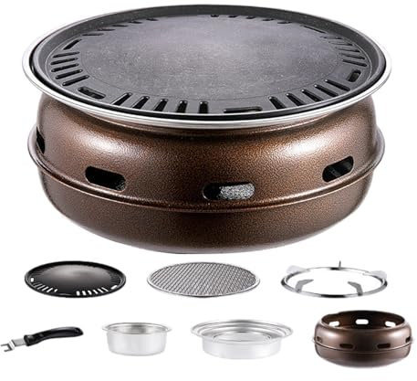 Ensemble de barbecue coréen au charbon de bois portable pour le camping, barbecue coréen traditionnel avec design de table d'extérieur robuste, idéal pour la cuisine en extérieur et l'utilisation co