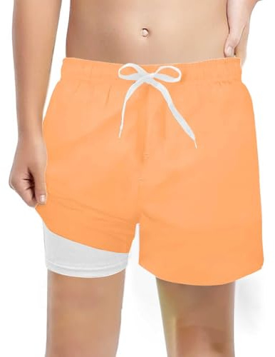 Boxer Maillot de Bain Enfant Kids Natation Shorts Short pour Piscine Anti-Frottement avec Slip 4 Way Stretch 1 Pièce Bebe Garcon 12