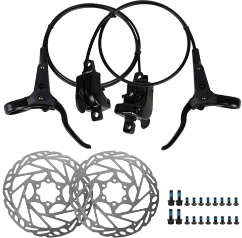 DREAMDASH Bike Hydraulic Brakes Set, Front 750mm Rear 1600mm 2 Piston Kit with 160mm 6-Bolt Disc Brake Rotor, Aluminum Allloy Lever, Bracket, Calipers, fit for MTB Mountain City Bike