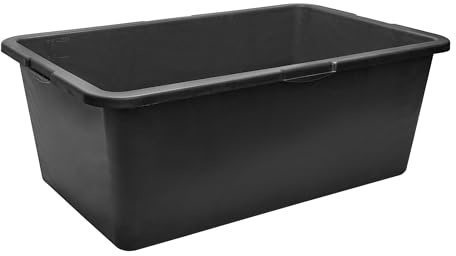 Garronda Pack de 5 Gaveta de Obra Rectangular 80 L – Cubeta Plástica Resistente para Mortero y Mezclar Cemento, Contenedor Multiusos Tipo Bañera para Construcción, Hogar y Jardín GD-0169 Negro