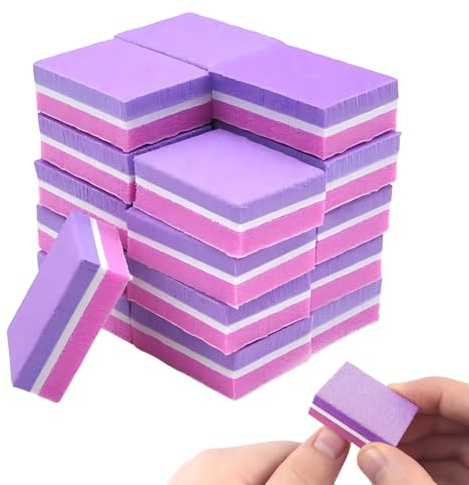 LEPZURSet di 50 Blocchi per Lucidatura Unghie – Lucidatori Spugna Doppia Faccia per Unghie Acriliche, Gel, Artificiali & Naturali (Rosa-Viola Bicolore)