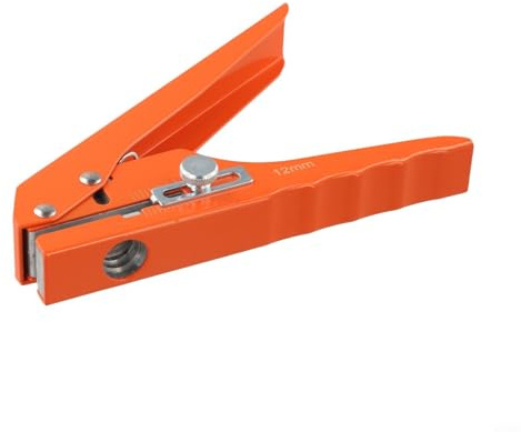 Alicates perforadores para papel, cuero y PVC de hasta 2,5 mm, herramienta manual de metal a escala ajustable con cabezal de perforación de 12 mm para manualidades y trabajo de oficina, color naranja