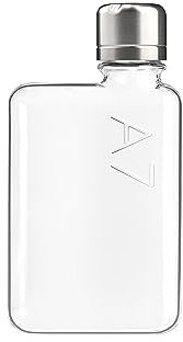 A7 memobottle | Compact 8 oz / 250 ml Flat Water Bottle | Ideal for Kids & Bags | BPA Free | Clear Design | Perfect for School, Sports & Outdoors