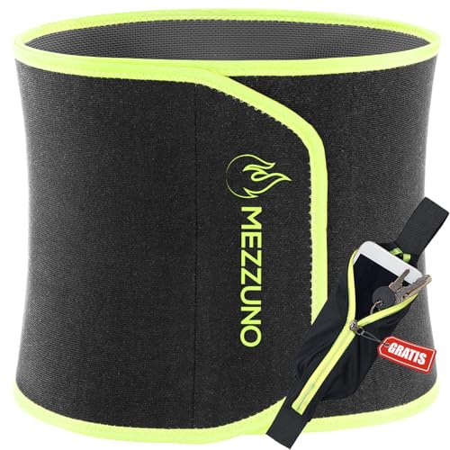 mezzuno Faja Reductora Hombre Mujer Adelgazante de Neopreno Ajustable sin Latex · con Efecto Sauna para Sudar Más y Reducir Cintura y Abdomen · Incluye Riñonera