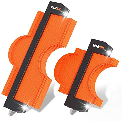 VARSK 12,7 cm e 25,4 cm calibro di contorno con luce, confezione da 2 strumenti di duplicazione del profilo, righello in plastica per angoli, modelli di lavorazione del legno, piastrelle e laminato