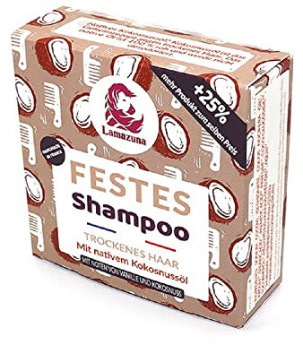Lamazuna Festes Shampoo mit Kokosöl | Für trockenes Haar | Ohne ätherische Öle | Intensiv nährend | Für schwangere Frauen | 70 ml