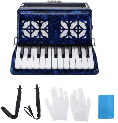 Piano Accordion 22 Key 8 Bass Adjustable Strap Pure Sound Keyboard Instrument for Amateurs and Professionals
