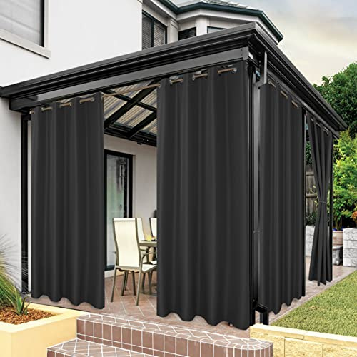Bonzer Rideaux d'extérieur imperméables pour terrasse, intimité, œillets bloquant la lumière du Soleil pour tonnelle, Porche, pergola, pavillon, 1 Panneau, 213 x 137 cm, Gris Anthracite