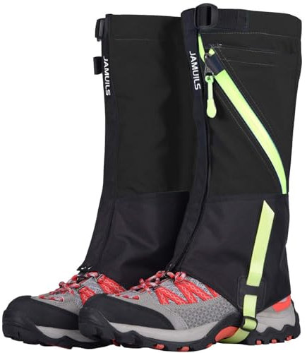 JAMUILS wasserdichte Gamaschen Verstellbare, Atmungsaktiv Beinschutz Gaiter für Outdoor-Hosen zum Schneewandern, Jagen und Skifahren(Kinder)
