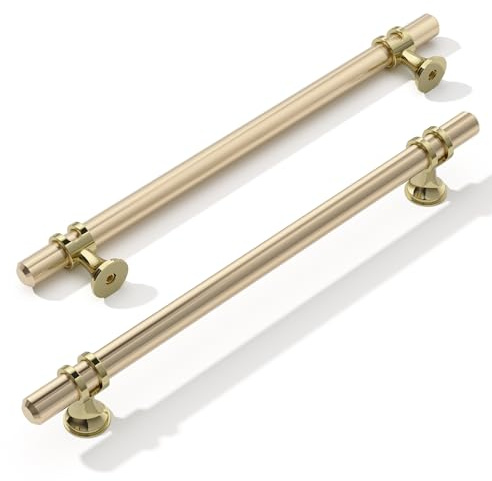 FURNIWARE 10 stycken möbelhandtag, 192 mm borrhålsavstånd möbelhandtag skåphandtag kök skåphandtag används för dörrhandtag badrumsdörr garderob, guld oxiderat glänsande guld