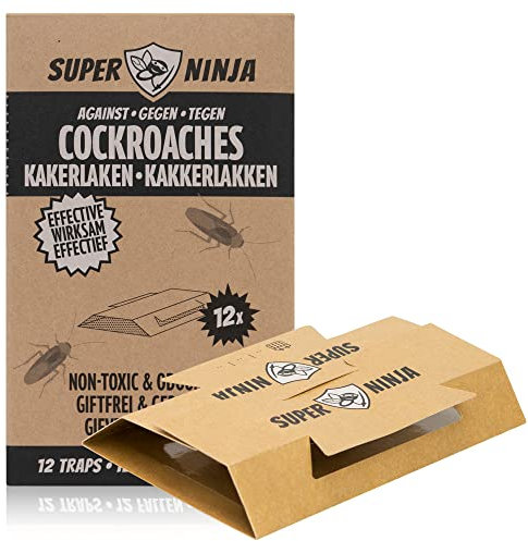 Super Ninja Cockroach Traps for Indoors – 12 Pack, Cockroach Control for Indoor Infestation, Safe & Toxin-Free Trap with Food Attractant, Nature-Friendly Pest Solution for Home, Garage & Shed