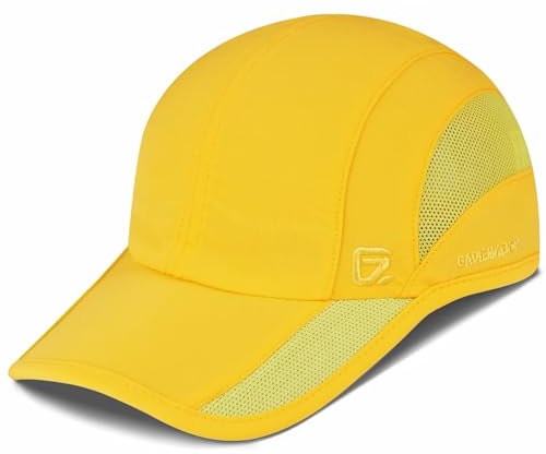 GADIEMKENSD Schnelltrocknendes Sportkappe UPF50+ Leichtgewichtig Atmungsaktiv Weich Outdoor Laufmütze für Frauen Baseballkappen Gelb