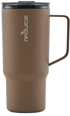 REDUCE 24 oz Hot1 Vacuum Insulated Mug for Hot Tea, Coffee and Other Hot Drinks - With Flo-Motion Lid and Handle, Single-Serve and Cupholder Friendly, Keeps Drinks Hot for up to 8 Hrs, Java