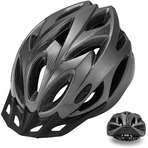 Zacro Adult Bike Helmet Lightweight for Men Women Comfort with Pads&Visor, Certified Bicycle Helmet for Adults Youth Mountain Road Biker (Black, Universal X-Large (58-65 cm))